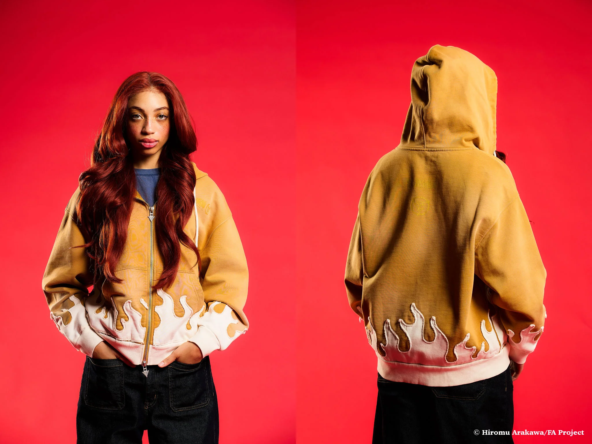 FMAB LING FLAME ZIP UP HOODIE (MUSTARD) *PRE-ORDER*