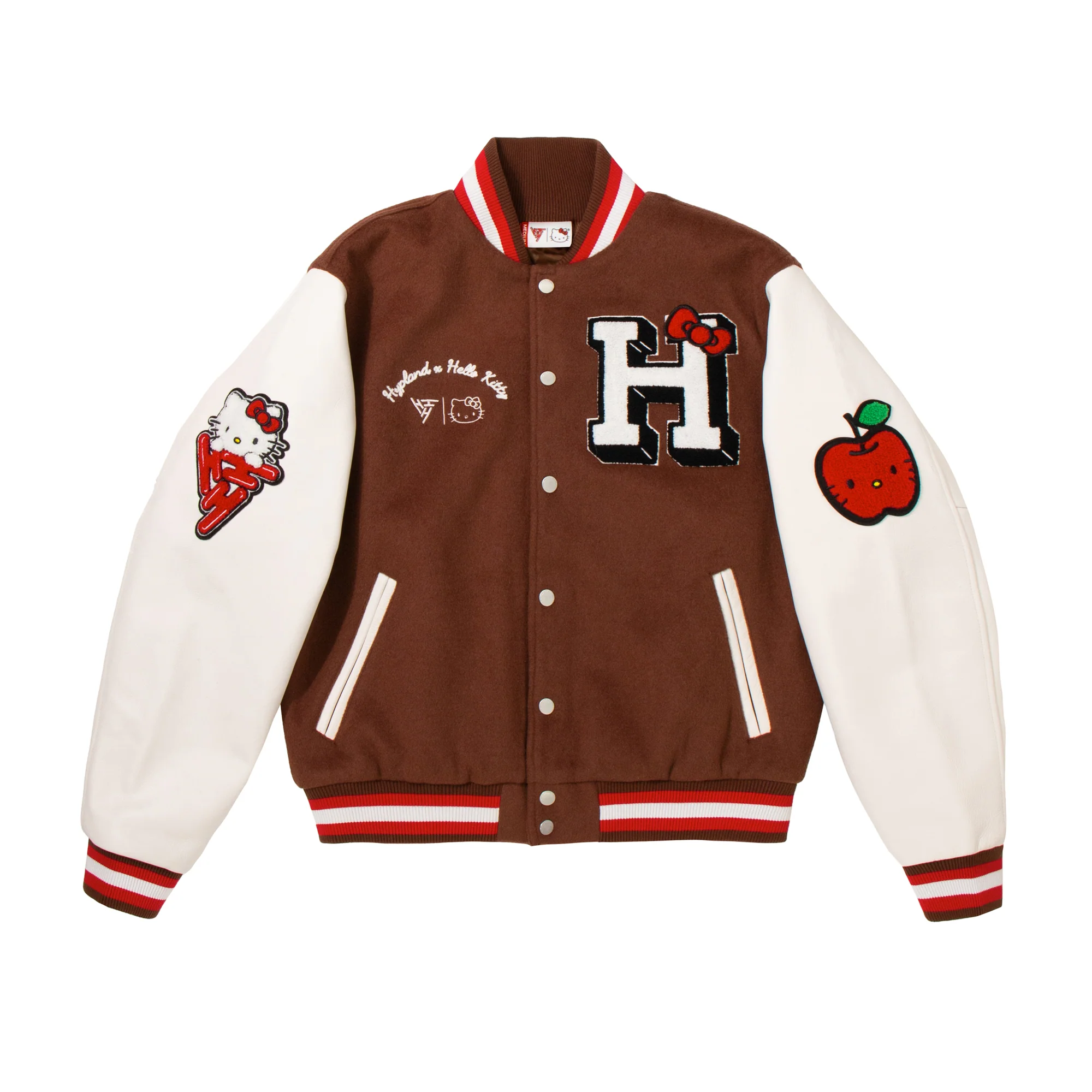 1437-hello-kitty-apples-varsity-jacket-coffee-3.webp HELLO KITTY APPLES VARSITY JACKET (COFFEE)