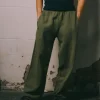 HYPLAND HEAVY WEIGHT PLEATED LOGO SWEAT PANTS (OLIVE)