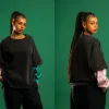 DEMON SLAYER SIBLING DOUBLE LAYER LONG SLEEVE SHIRT (WASHED BLACK)